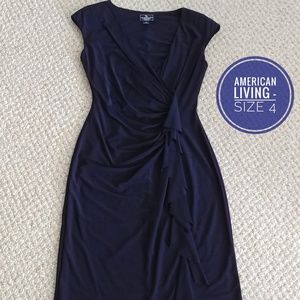 American Living Navy Sleeveless V-Neck Dress